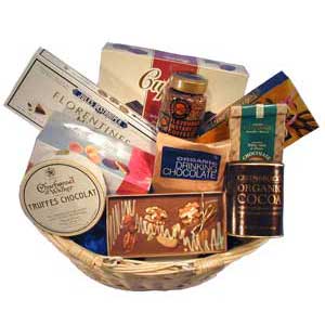Basket full of all things chocolate for those serious about chocolate
