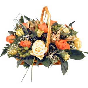 Rose basket arrangement - beautiful fresh arrangement delivered in the UK